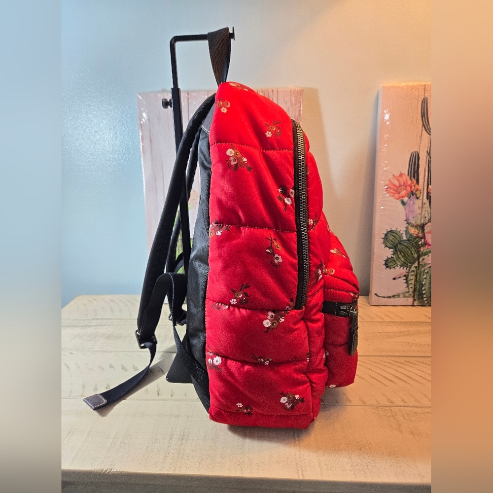 Coach Red Floral Backpack - Picture 5 of 16